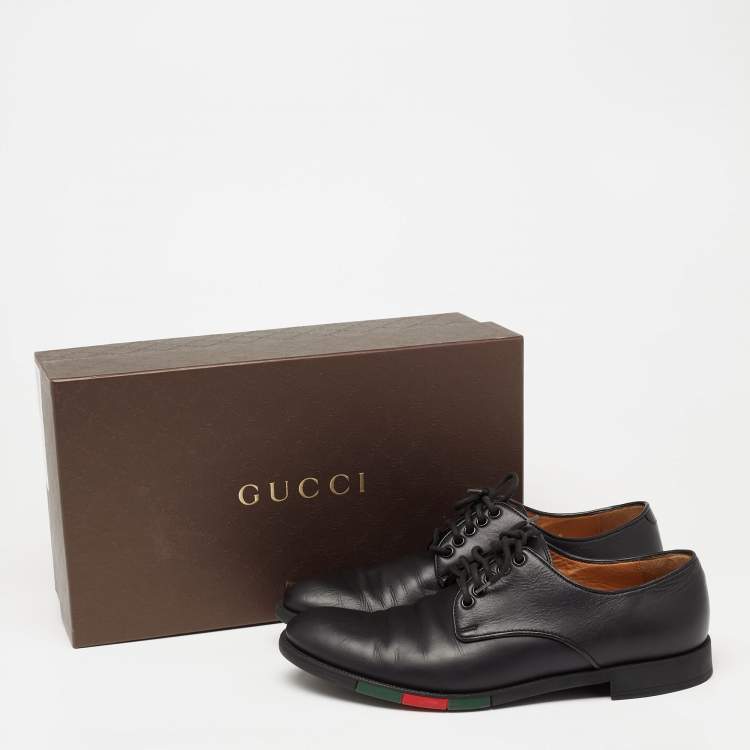 Pre Owned Gucci Black Leather Lace Up Derby Size  42