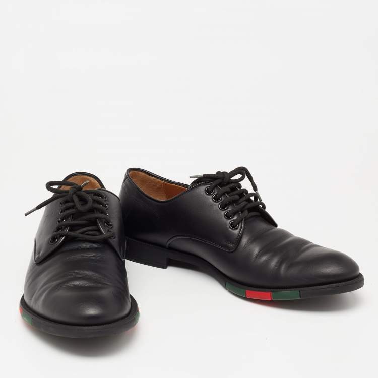 Pre Owned Gucci Black Leather Lace Up Derby Size  42