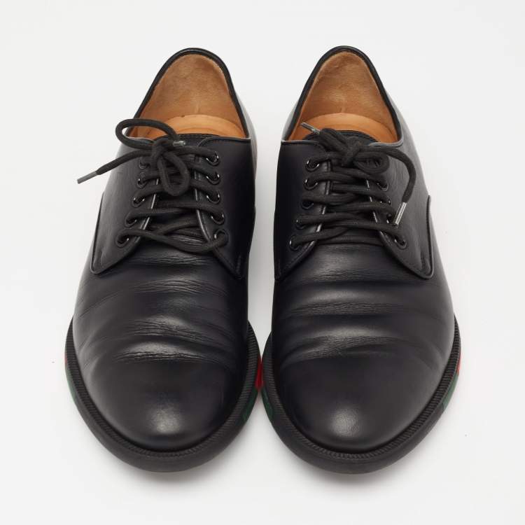Pre Owned Gucci Black Leather Lace Up Derby Size  42