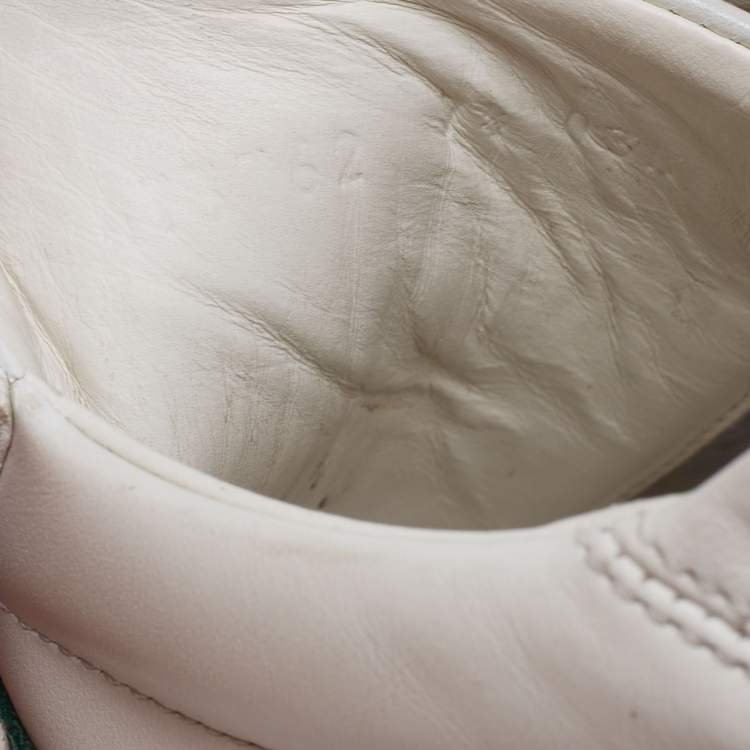 Pre Owned Gucci White Leather Ace Web Low Sneakers Size 41.5