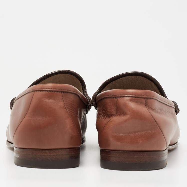 Pre Owned Gucci Brown Leather  Horsebit Loafers Size 41.5