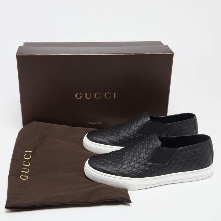 Pre Owned Gucci Black Microguccissima Leather Dublin Slip-On Sneakers Size 39