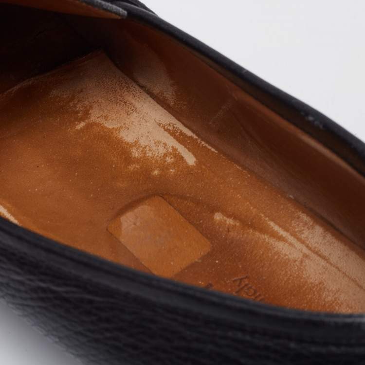 Pre Owned Gucci Black Leather Horsebit Web Detail Slip On Loafers Size 44.5