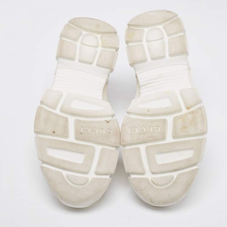 Pre Owned Gucci White/Cream Mesh And Leather Flashtrek Sneakers Size 41