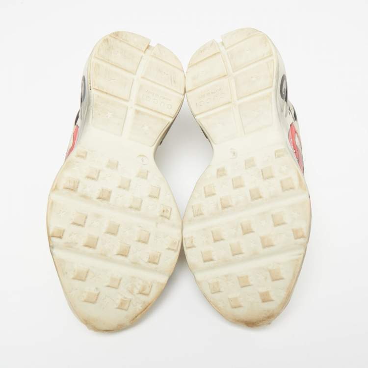 Pre Owned Gucci Off White Leather Rhyton Sneakers Size 40