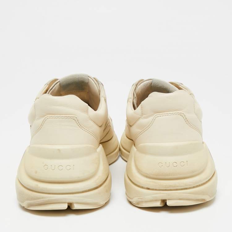 Pre Owned Gucci Off White Leather Rhyton Sneakers Size 40