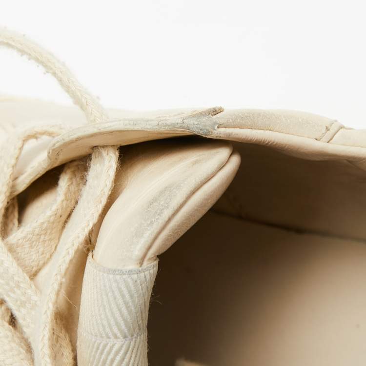 Pre Owned Gucci Off White Leather Rhyton Sneakers Size 40