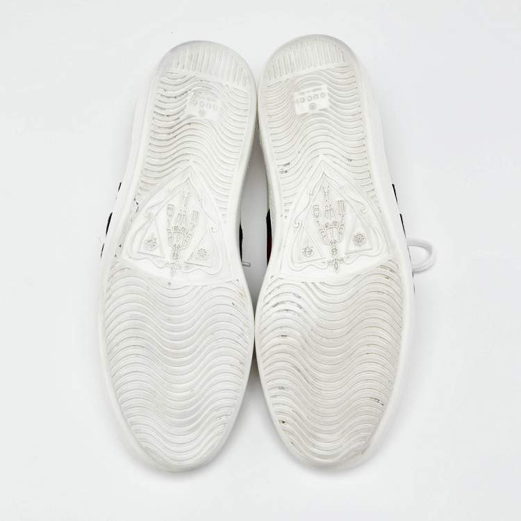 Pre Owned Gucci White Leather Ace Snake Sneakers Size 43