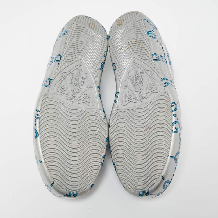 مملوكة مسبقًا Gucci Silver Patent Leather Ace GG Ghost Sneakers Size 40