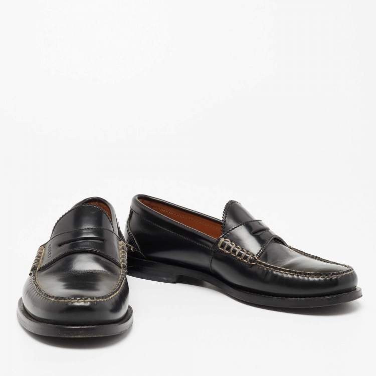 Pre Owned Gucci Black Leather Penny Loafers Size 41