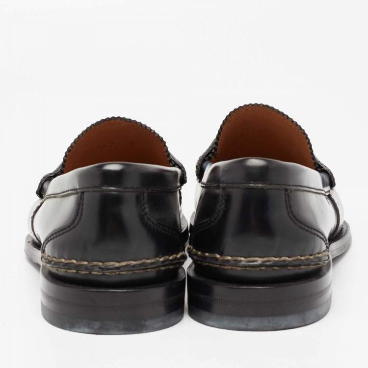 Pre Owned Gucci Black Leather Penny Loafers Size 41