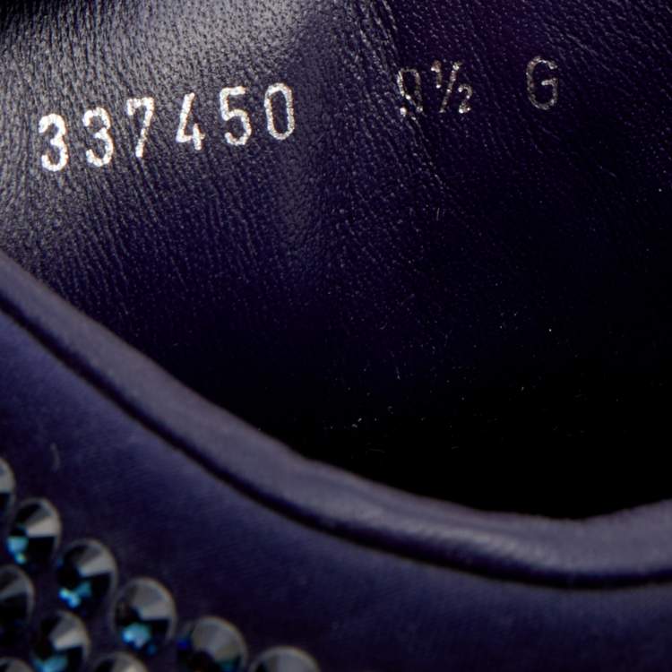 Pre Owned Gucci Purple Crystal Embellished Satin And Leather High Top Sneakers Size 43.5