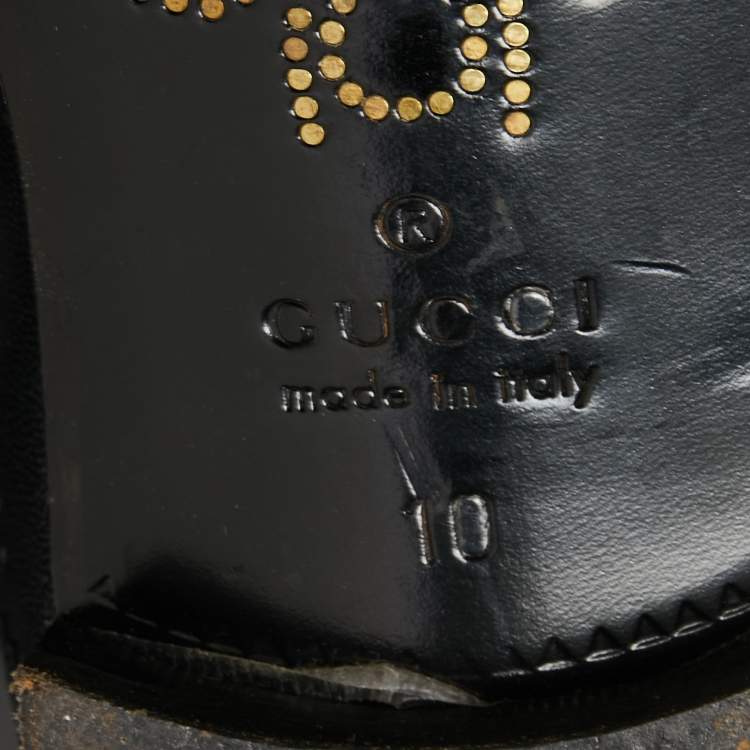 Pre Owned Gucci Black Leather Cut Out Brogue Loafers  Size 44