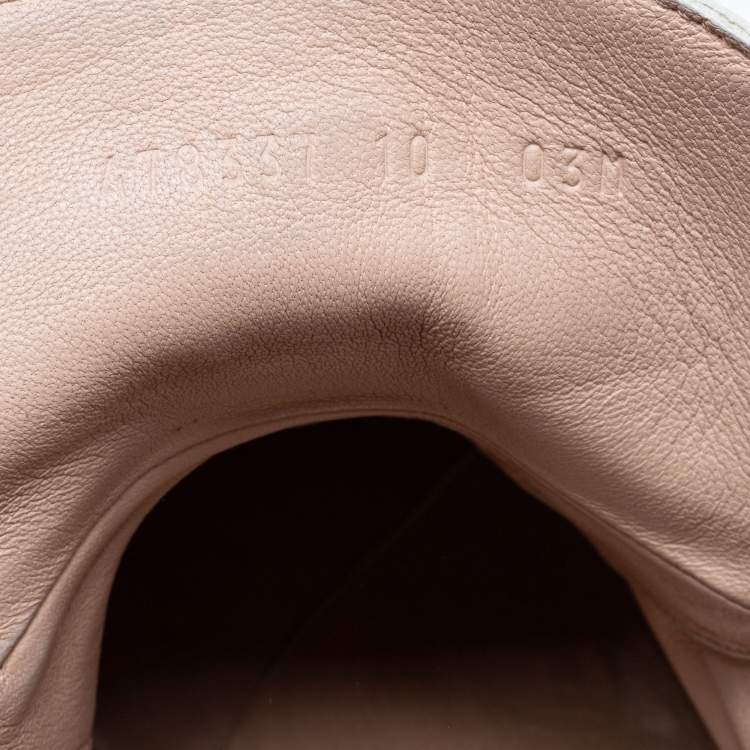 Pre Owned Gucci Cream Leather Tiger Embroidered High Top Sneaker Size 44