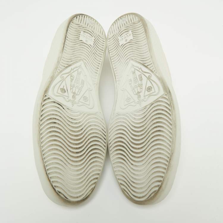 Pre Owned Gucci Cream GG Embossed Perforated Leather Ace Low-Top Sneakers Size 43.5