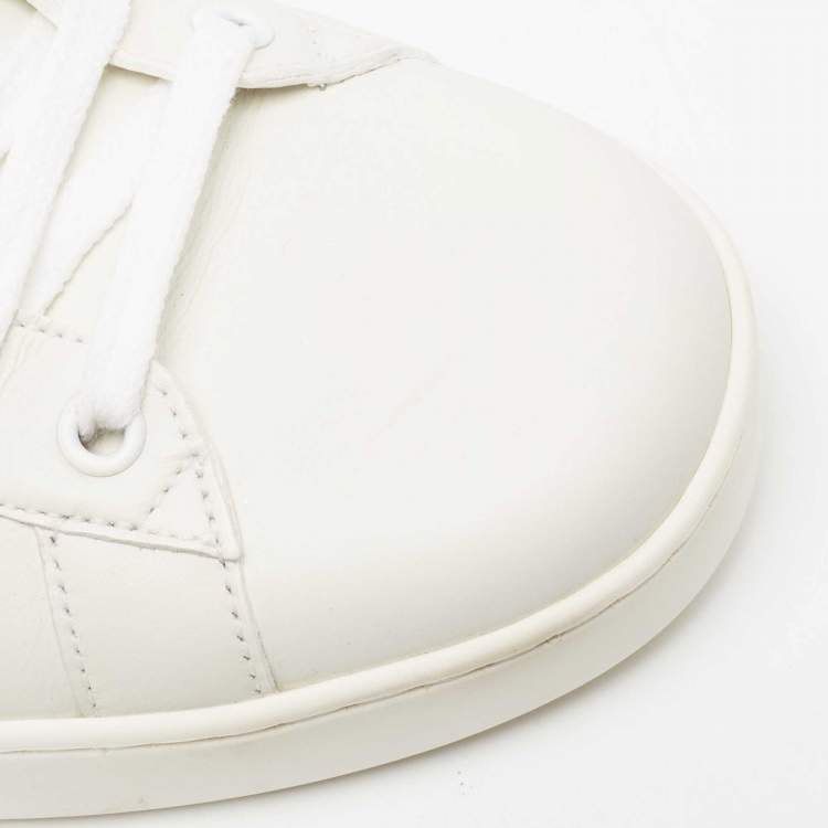 Pre Owned Gucci White Leather Interlocking G Ace Low Top Sneakers  Size 43