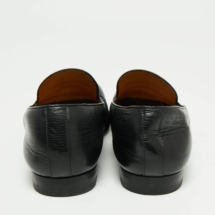 Pre Owned Gucci Black Leather Horsebit Slip On Loafers Size 43.5