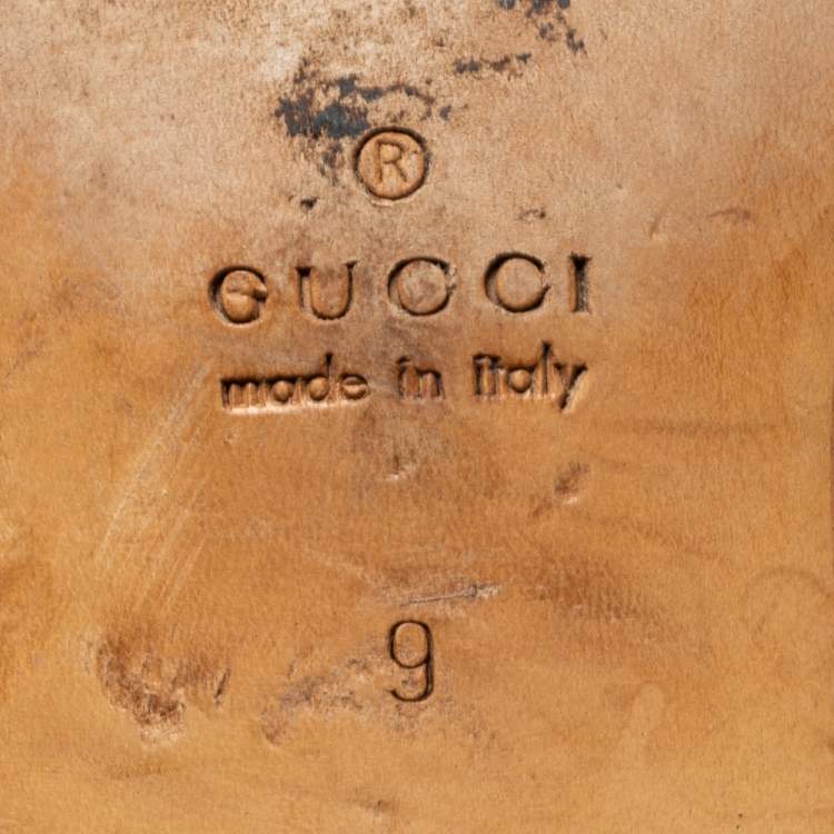 Pre Owned Gucci Brown/Black Leather Horsebit Loafers Size 43