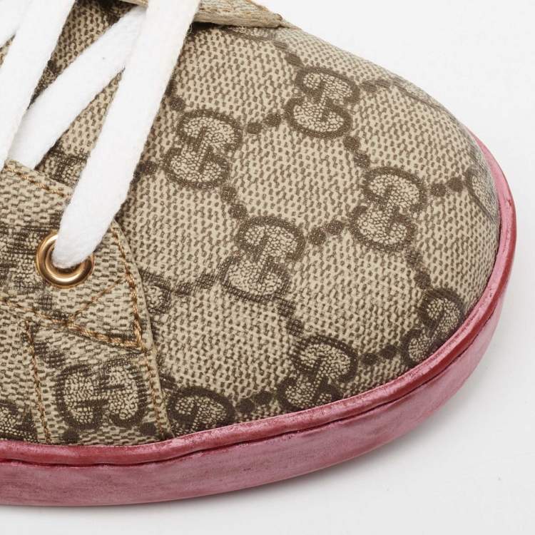 Pre Owned Gucci Brown GG Supreme Canvas Ace Low Top Sneakers Size 44