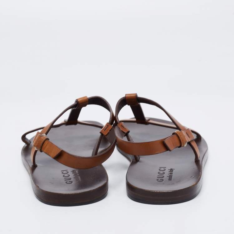 Pre Owned Gucci Brown Leather Slingback Sandals Size 40