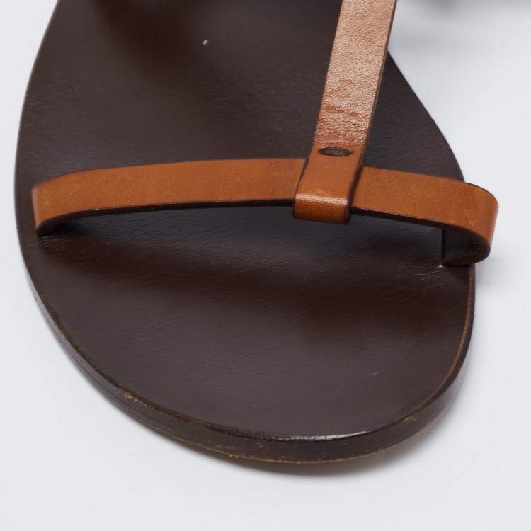 Pre Owned Gucci Brown Leather Slingback Sandals Size 40