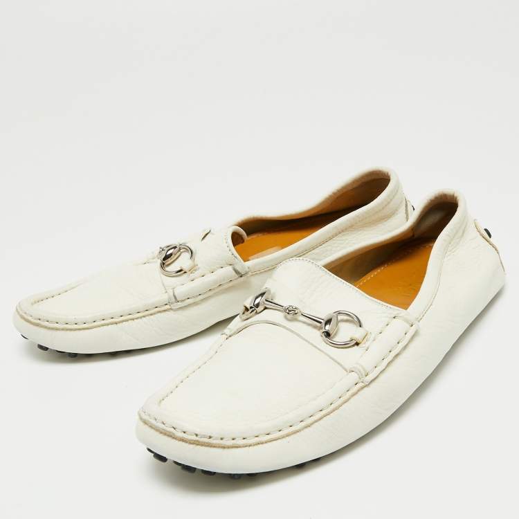 Horsebit Leather Loafers in White - Gucci