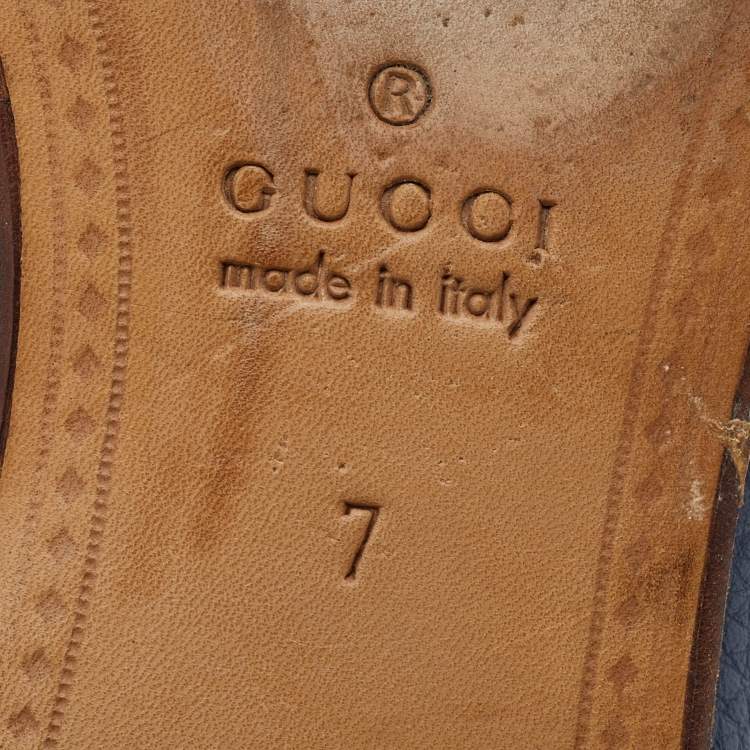 Pre Owned Gucci Blue Leather Horsebit Loafer Size 41