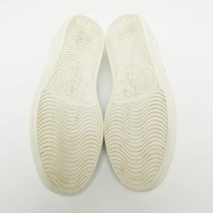 Pre Owned Gucci White Leather And Python Embossed Leather Ace Sneakers  Size 41