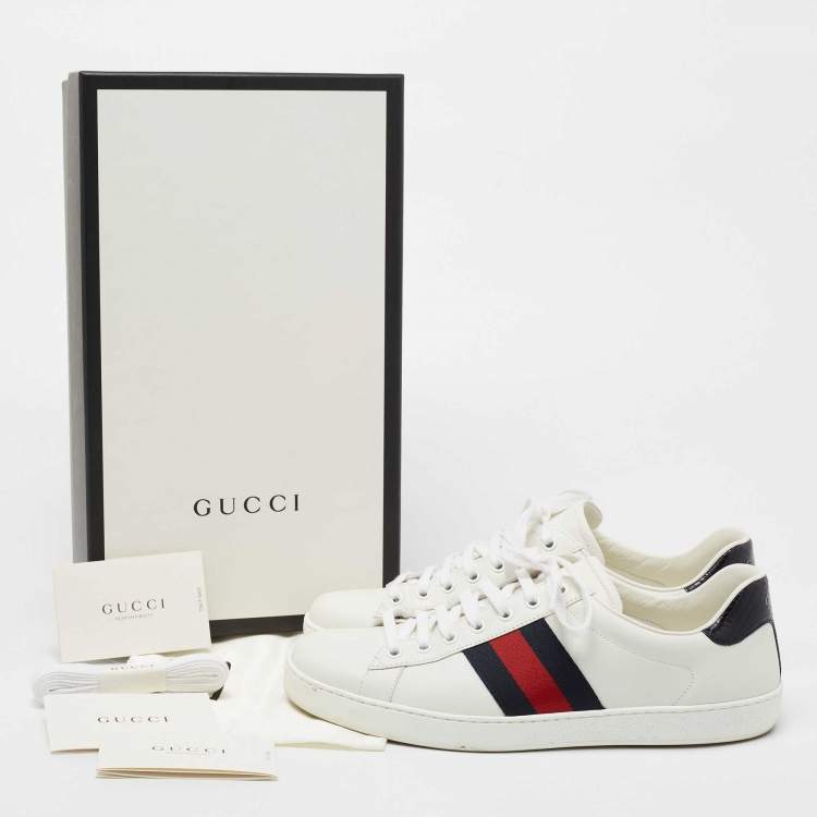 Pre Owned Gucci White Leather Ace Low Top Sneakers Size 43
