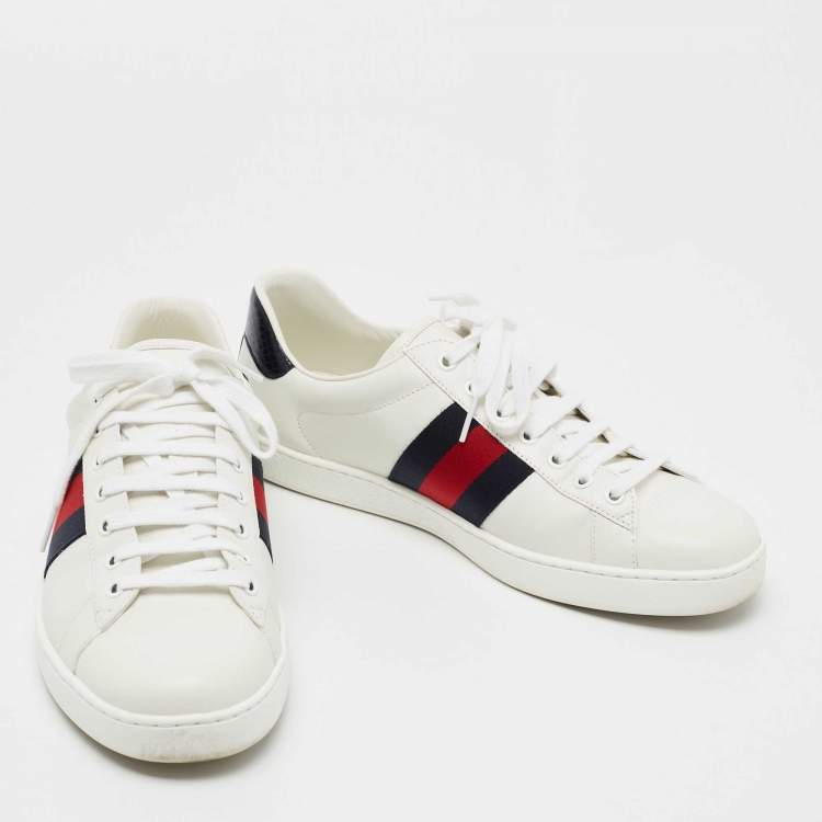 Pre Owned Gucci White Leather Ace Low Top Sneakers Size 43