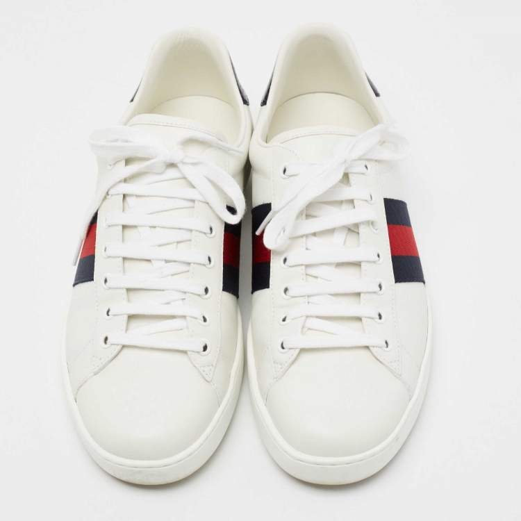 Pre Owned Gucci White Leather Ace Low Top Sneakers Size 43