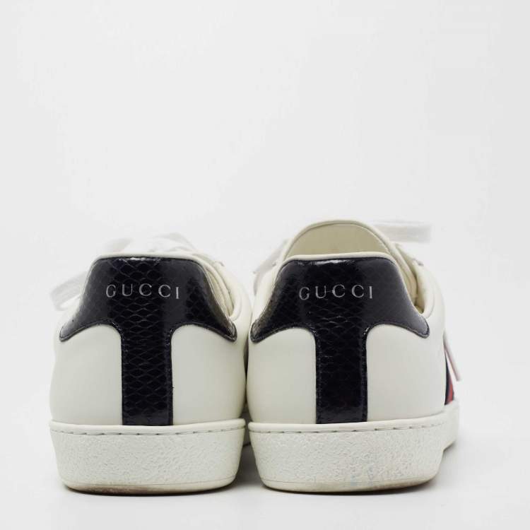 Pre Owned Gucci White Leather Ace Low Top Sneakers Size 43