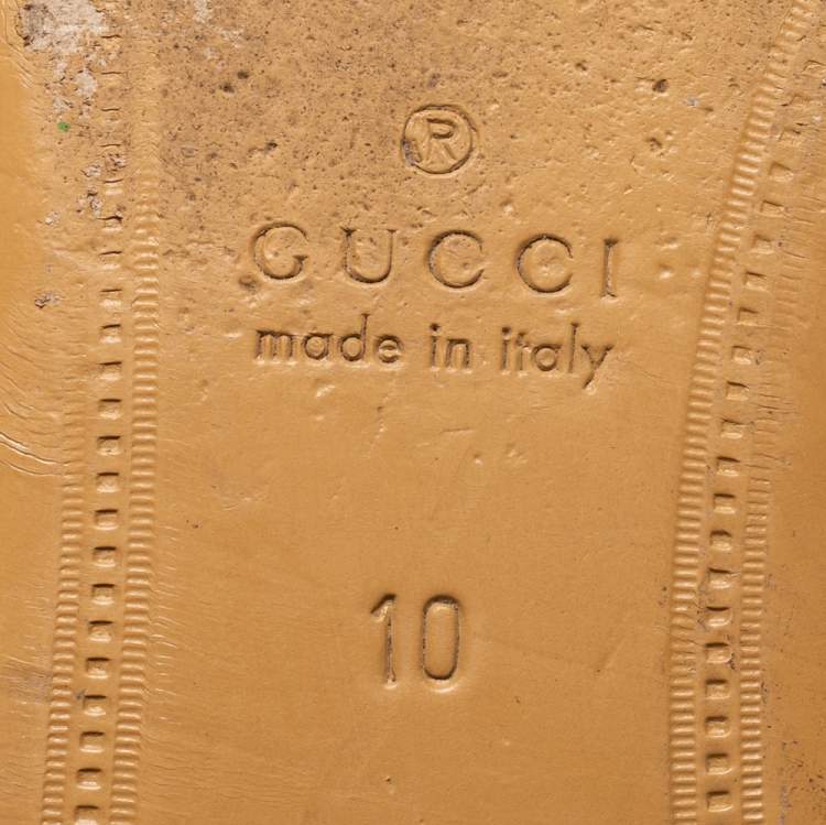 Pre Owned Gucci Brown Leather Princetown Horsebit Mules Size 44
