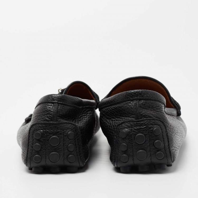 Pre Owned Gucci Black Leather Horsebit Loafers Size 43.5