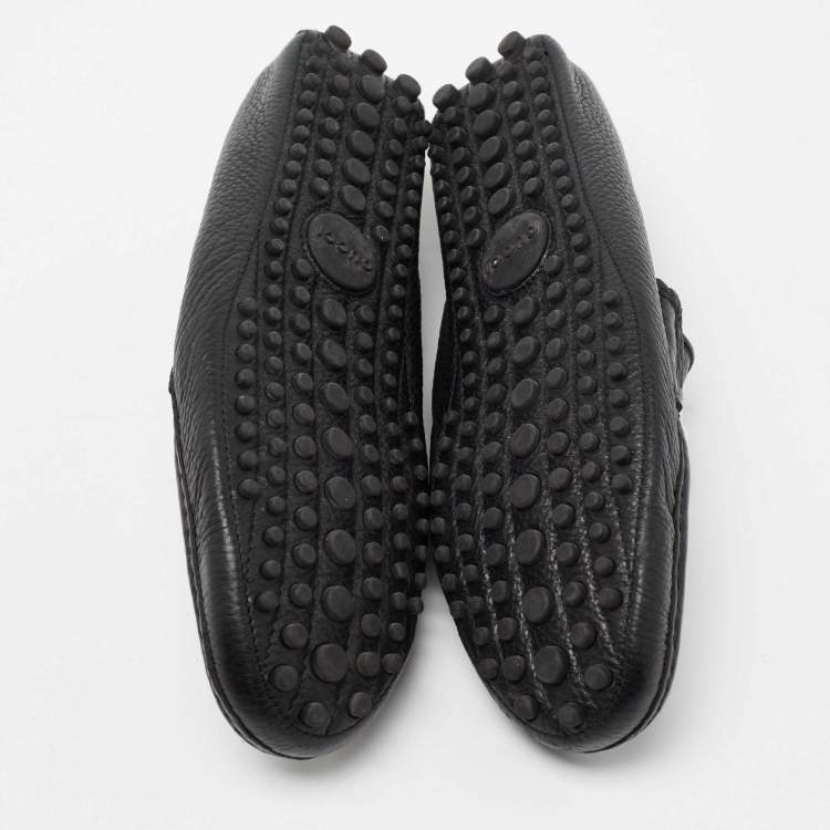Pre Owned Gucci Black Leather Horsebit Loafers Size 43.5