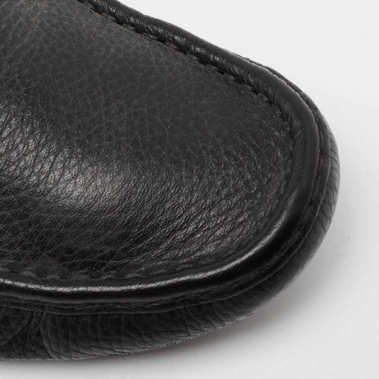 Pre Owned Gucci Black Leather Horsebit Loafers Size 43.5