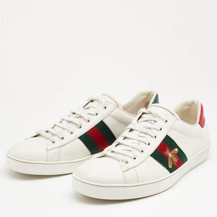 Men's Ace Sneaker White Leather With Bee