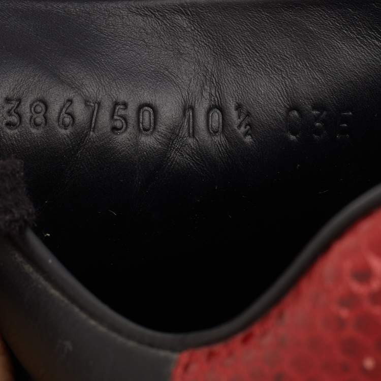 Pre Owned Gucci Black Leather Web Detail Ace Low Top Sneakers Size 44.5