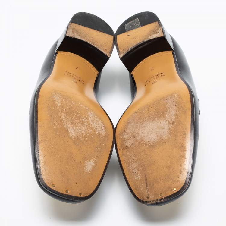 Pre Owned  Gucci Cream/Black Leather Interlocking G Horsebit Loafers Size 41