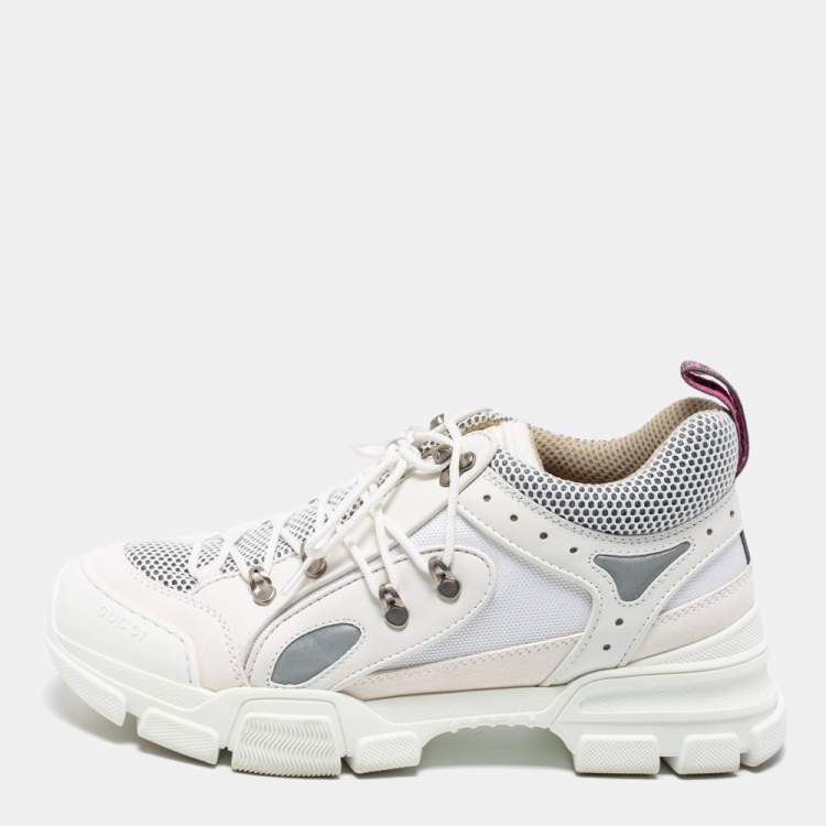 peddelen voetstuk Sitcom Gucci White Leather And Mesh Flashtrek Low Top Chunky Sneakers Size 43 Gucci  | TLC