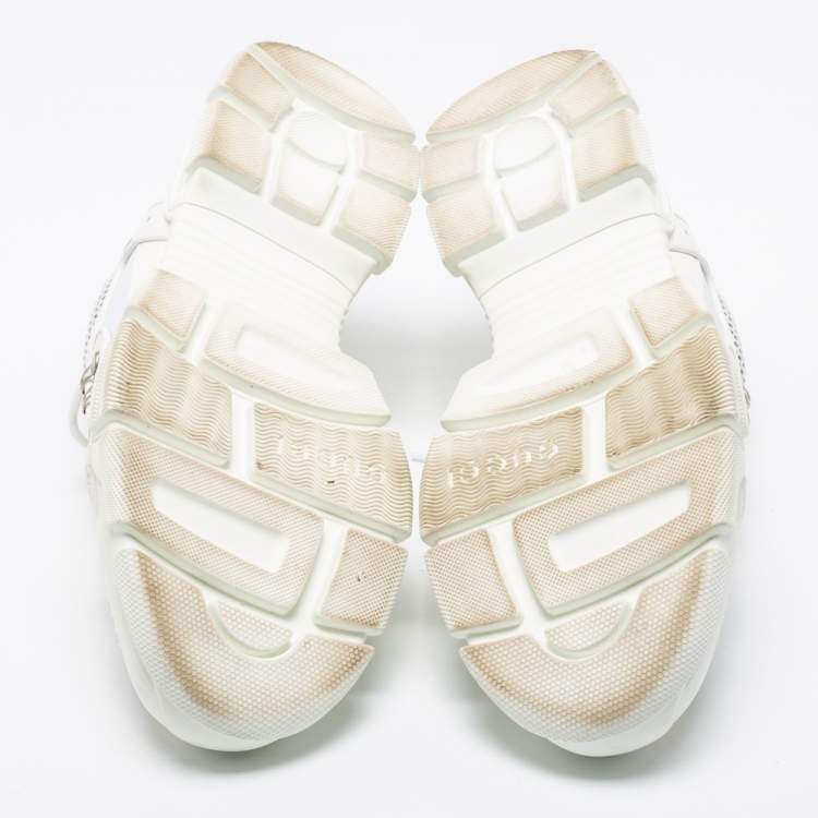 Pre Owned Gucci White Leather And Mesh Flashtrek Low Top Chunky Sneakers Size 43