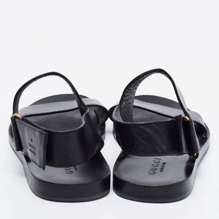 Pre Owned Gucci Black Leather Slingback Sandals Size 40