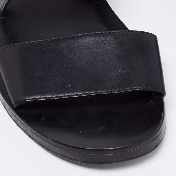 Pre Owned Gucci Black Leather Slingback Sandals Size 40