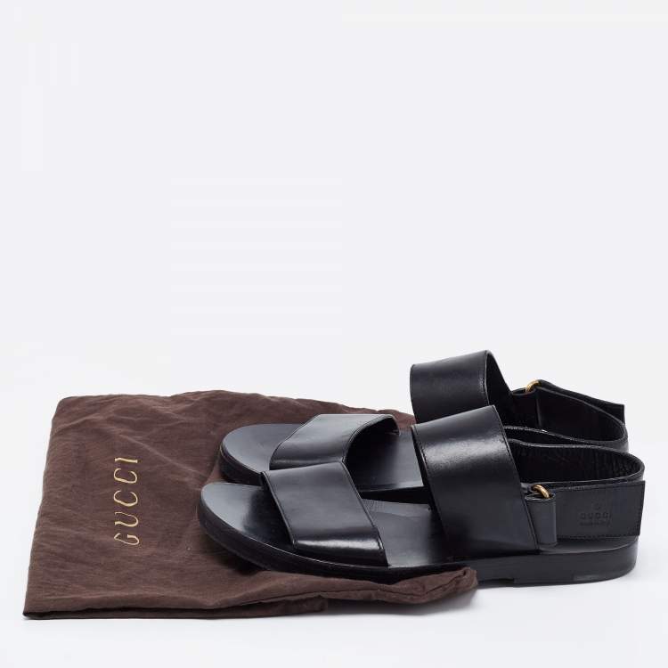 Pre Owned Gucci Black Leather Slingback Sandals Size 40