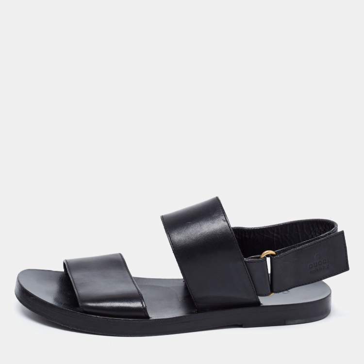 Pre Owned Gucci Black Leather Slingback Sandals Size 40