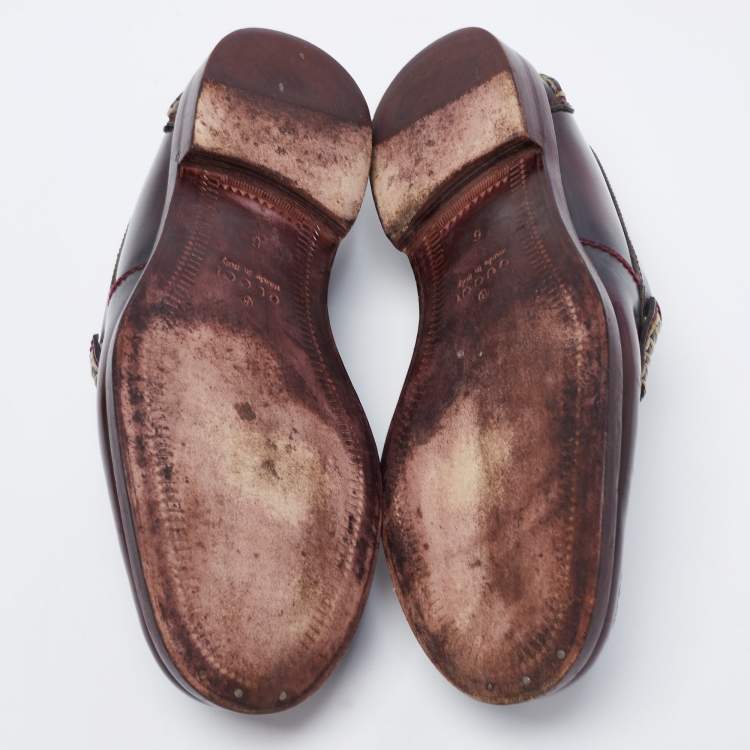 Pre Owned Gucci Two Tone Leather Penny Loafers Size 40
