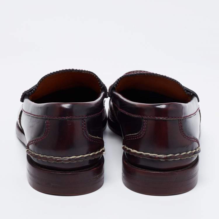 Pre Owned Gucci Two Tone Leather Penny Loafers Size 40