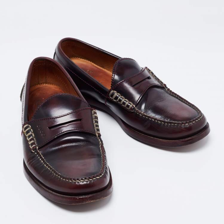 Pre Owned Gucci Two Tone Leather Penny Loafers Size 40