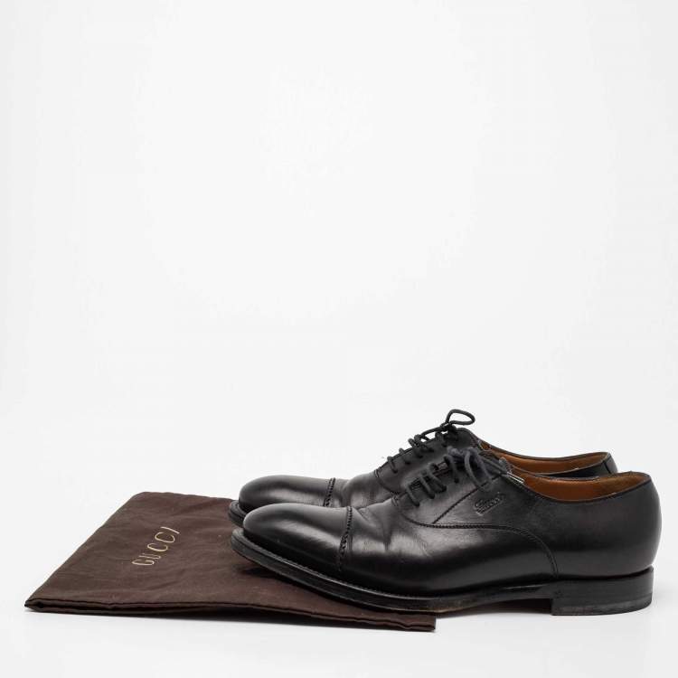 مملوكة مسبقًا Gucci Black Leather Lace-Up Oxfords Size 40.5