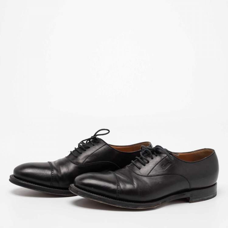 مملوكة مسبقًا Gucci Black Leather Lace-Up Oxfords Size 40.5
